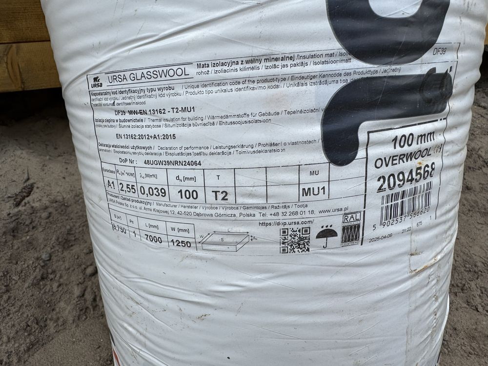Welna mineralna Ursa glasswool df 39 silver 100 mm