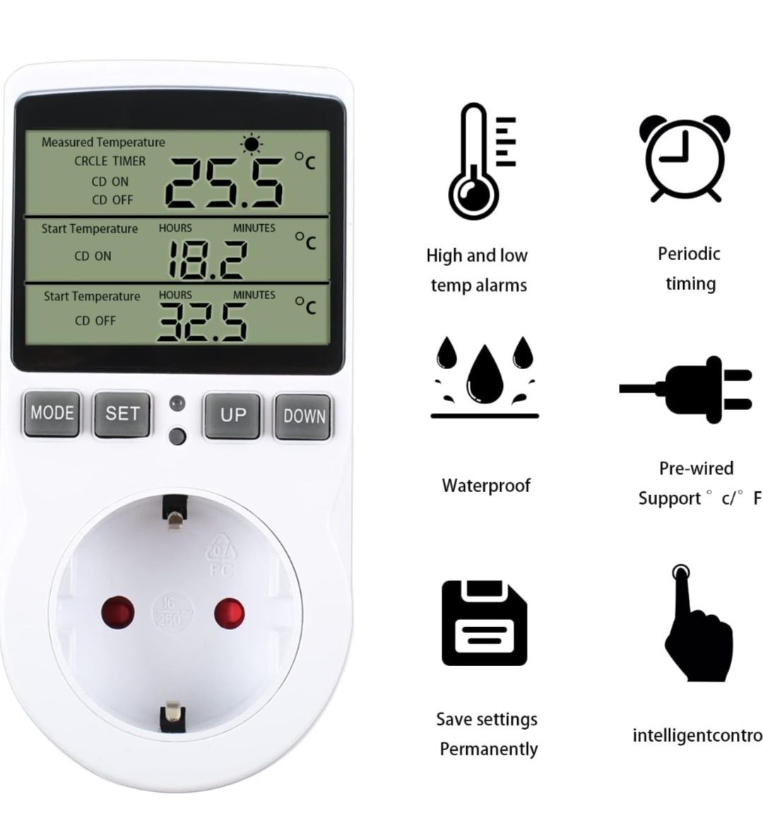 Regulator temperatury 230 V z timerem i sondą, przełącznik termostatu