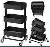 IKEA RASKOG Wózek Kuchenny Na Kółkach 28x38x61 cm CZARNY BAREK MOBILNY