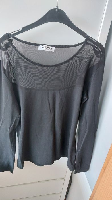 czarna bluzka z  siateczką, przezroczysta góra Rue Paris Butik L