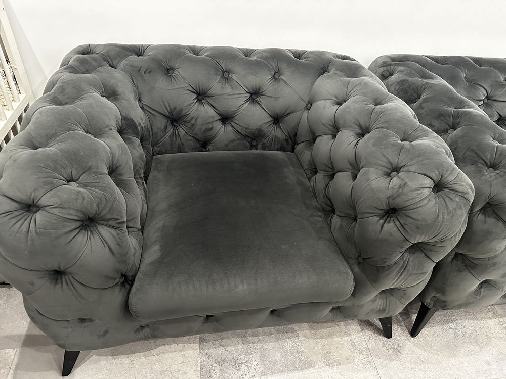 Fotel chesterfield , dwa fotele grafit