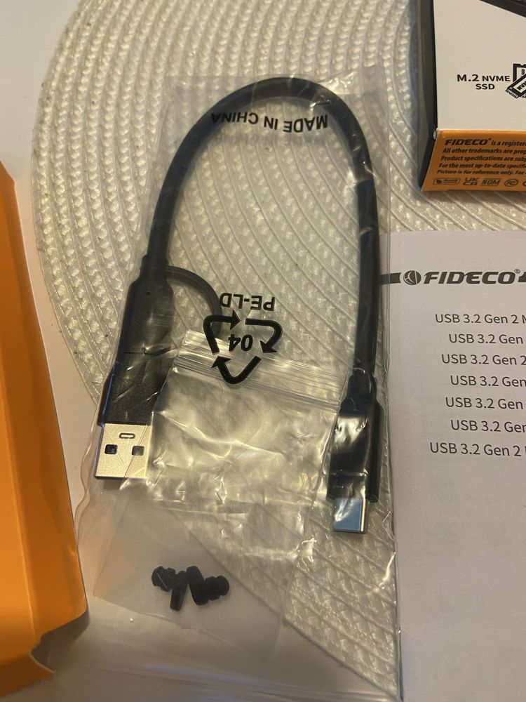 FIDECO Obudowa M.2 NVMe, obudowa USB 3.2 Gen 2 NVMe SSD, adapter