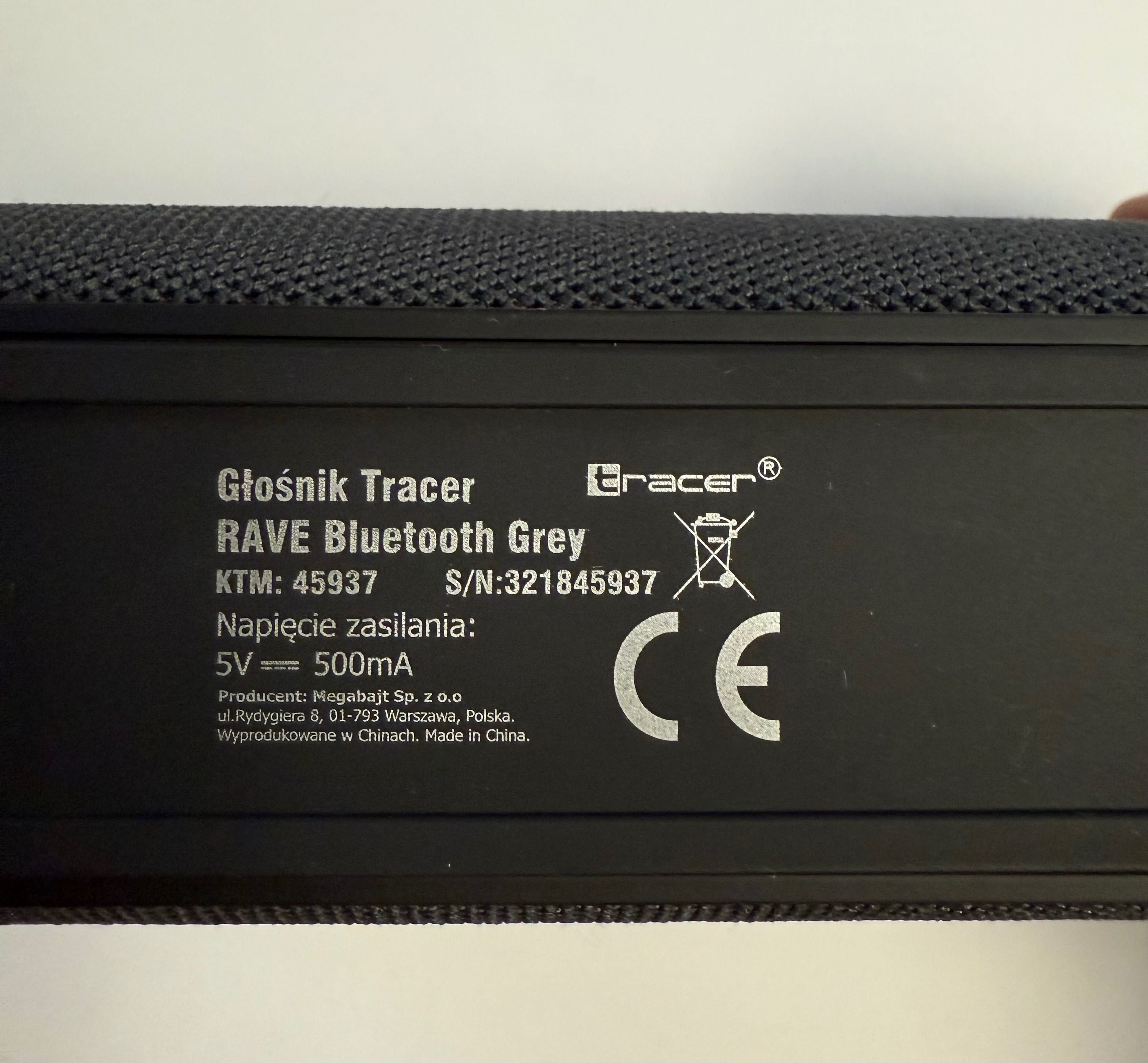 Głośnik przenośny Tracker Rave Bluetooth Grey - 20W