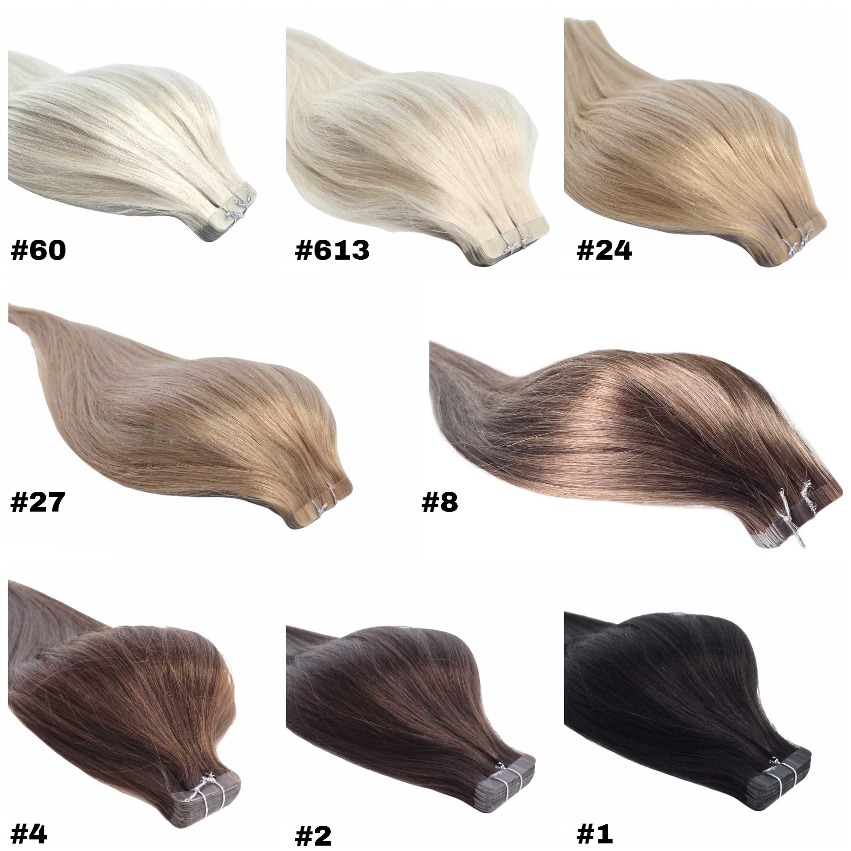 Włosy NATURALNE metoda kanapkowa TAPE ON zestaw 40 SZT 51 CM