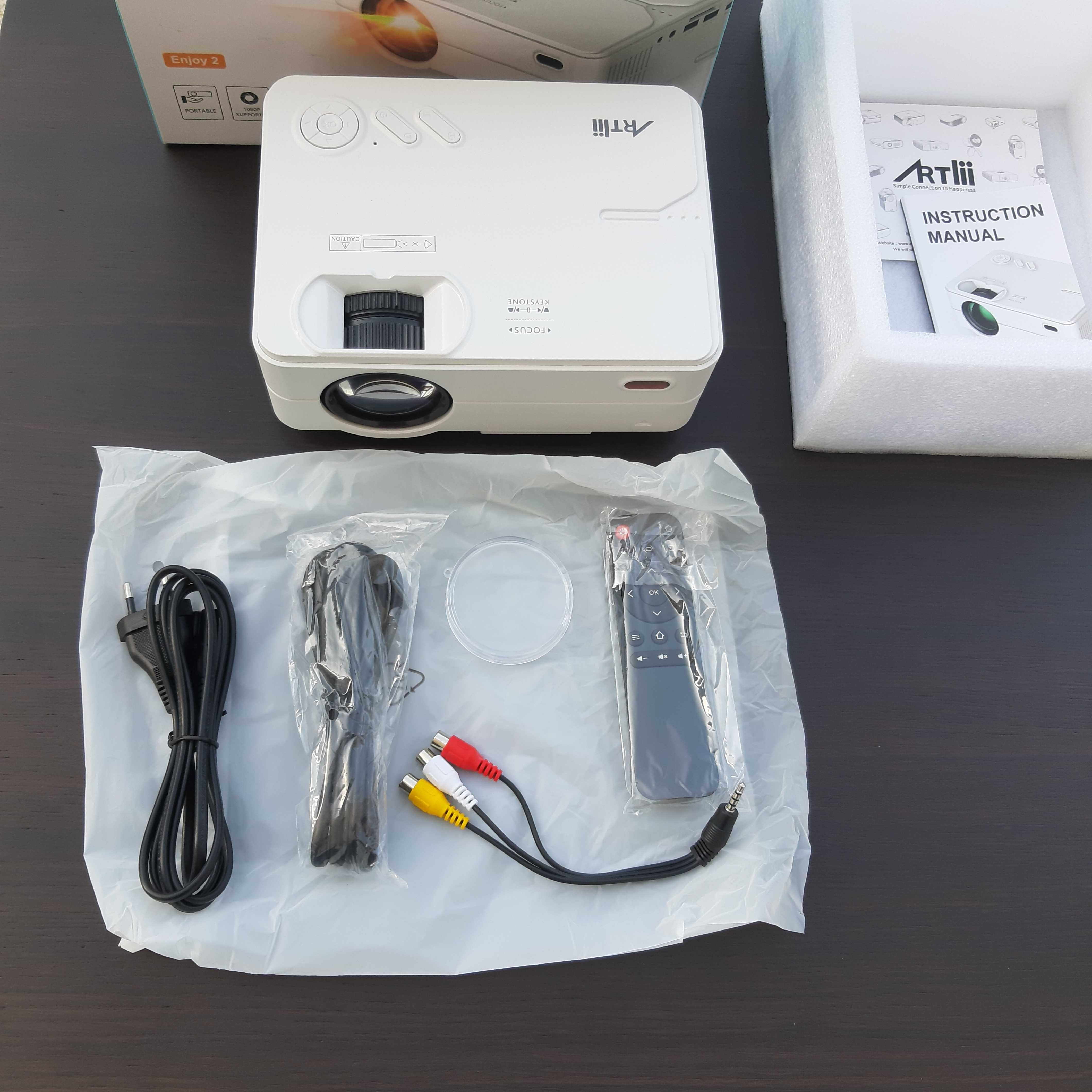 Mini Portable Projector ARTLII ENJOY2 - Wi-Fi Bluetooth 1080P Full HD
