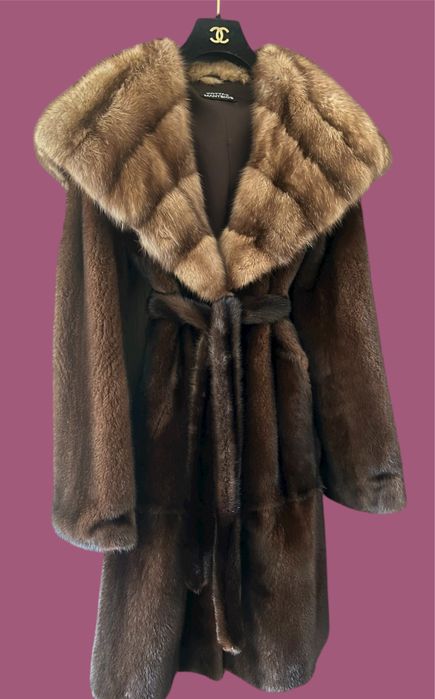 Шуба норка капюшон соболь баргузин