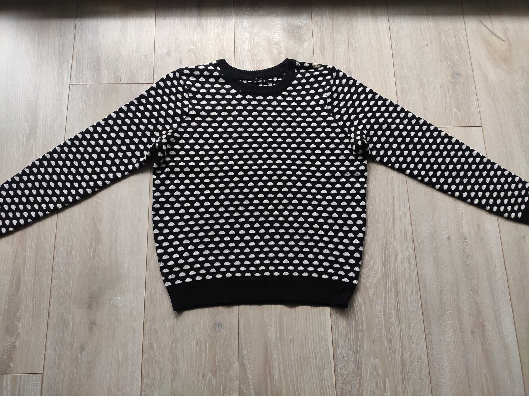 Sweter czarny w biały print Mohito rozmiar M