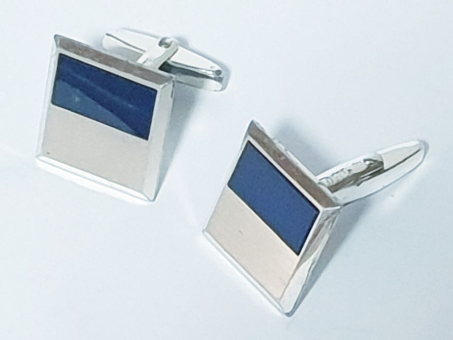 Fantásticos botões de punho vintage em prata contrastada F. Scheuerle