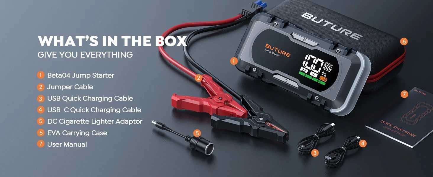 Buture Beta04 Car Jump Starter Booster/Powerbank 6000A rozruch Nowy
