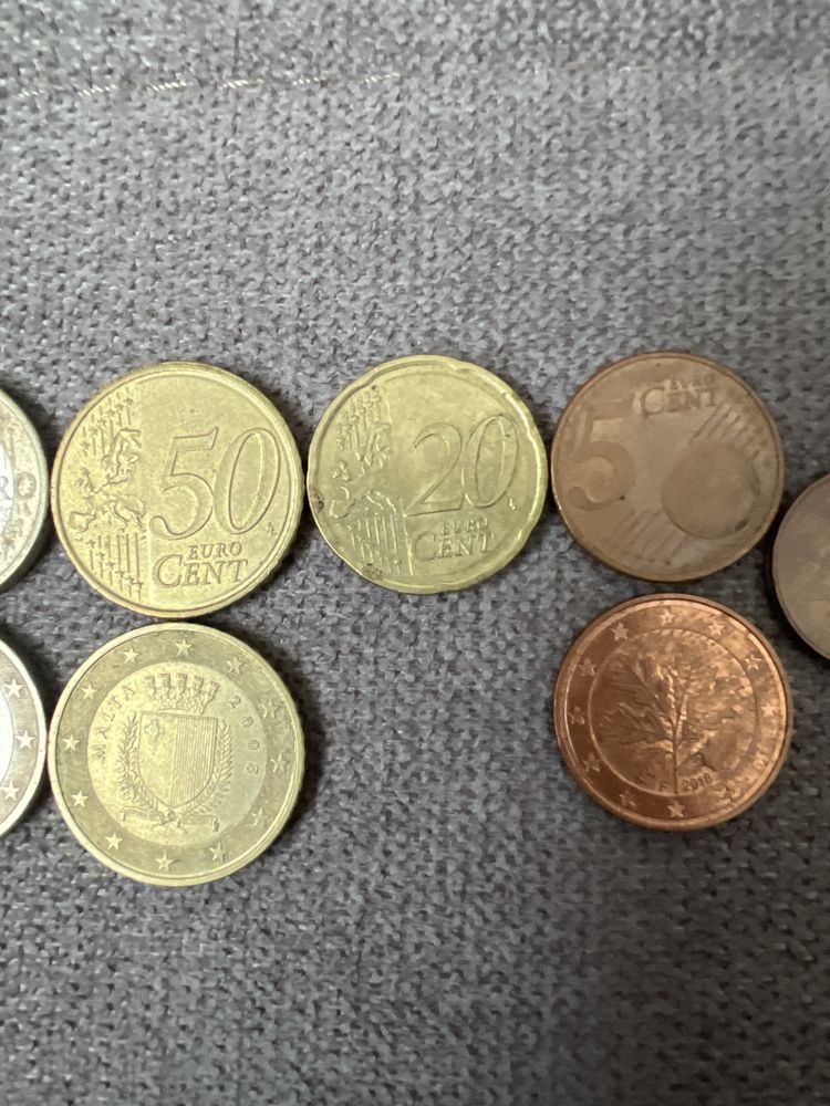 Монети євро та євро цент 2002,2003,2008,2010,2017,2018 роки