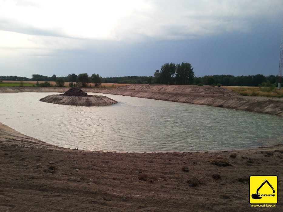 Kopanie i odmulanie stawów, wynajem koparki long reach MAZOWIECKIE