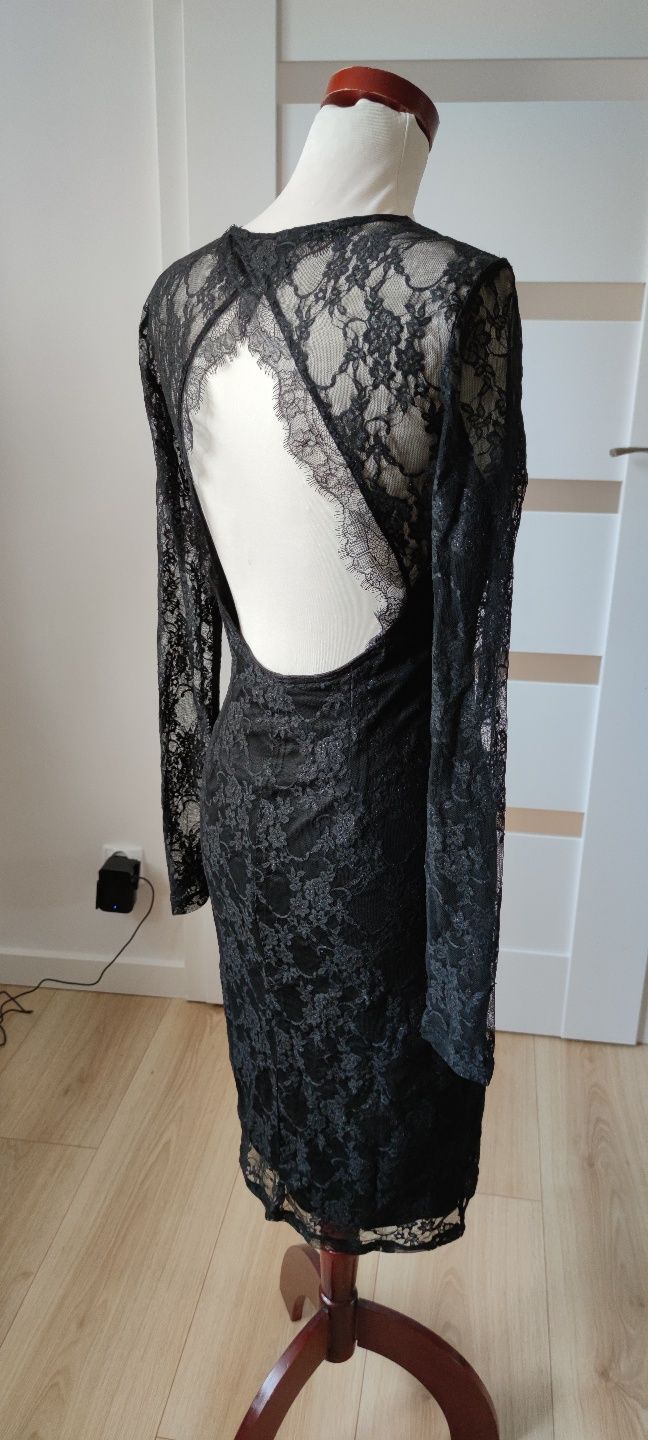 Sukienka czarna koronka z włóknem metalicznym Only M/38/10 impreza