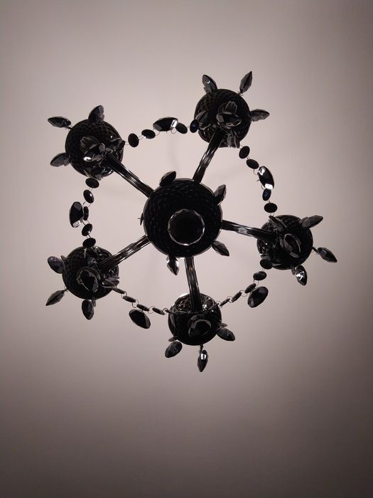 Żyrandol czarny glamour lampa wisząca kryształy