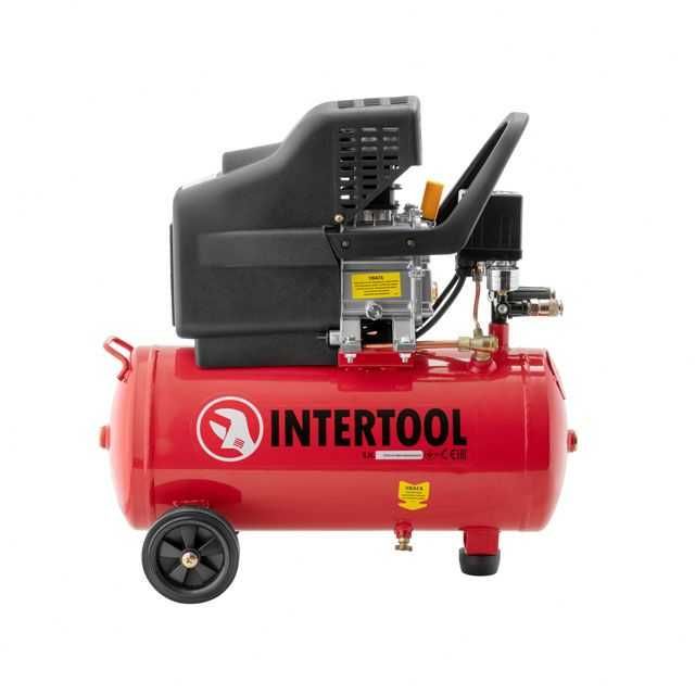 Компресор 24 л, 1.2 кВт, 220 В, 8 атм, 205 л/хв. INTERTOOL PT-0020.