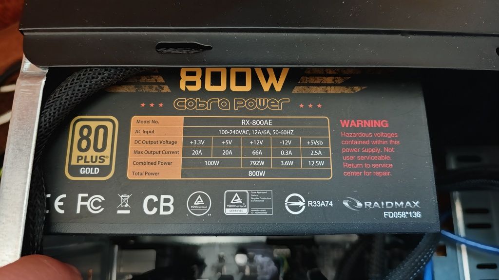 Блок питания Raidmax Cobra 800w Gold