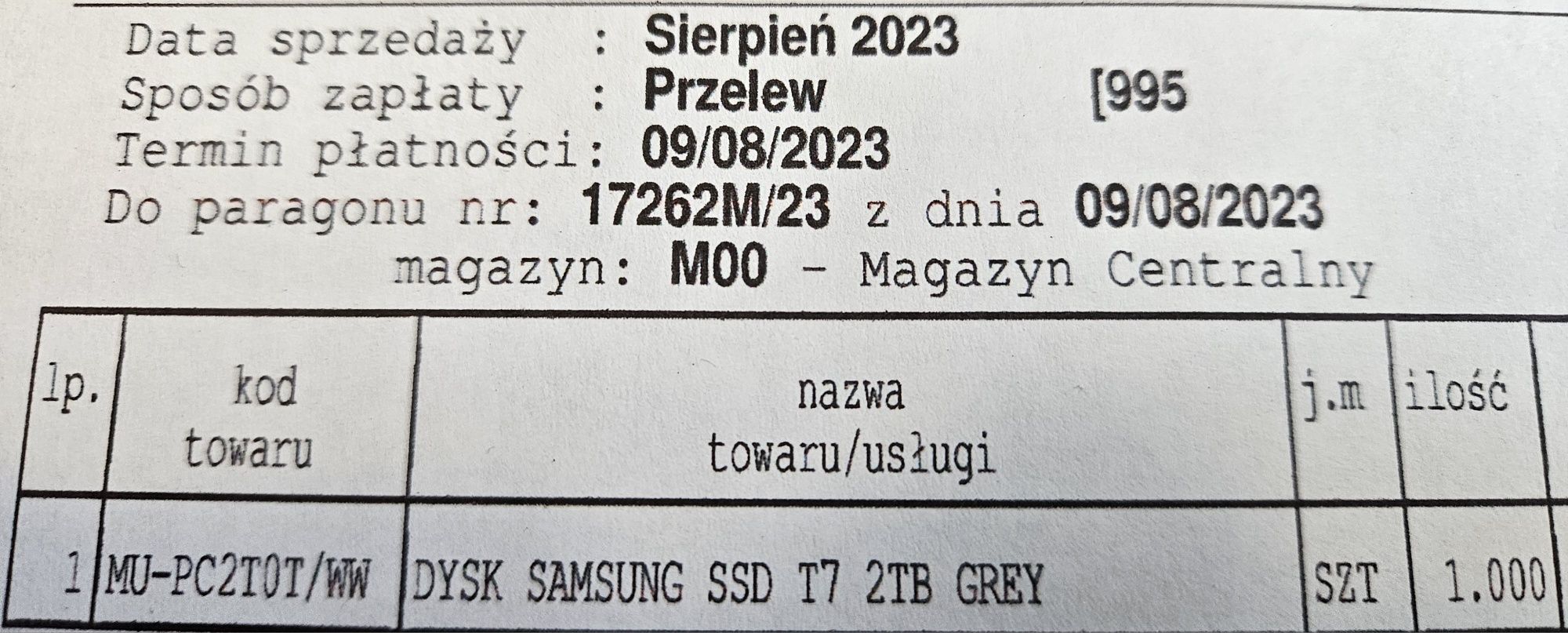 Dysk Samsung SSD T7 2TB GREY nowy gwarancja PL