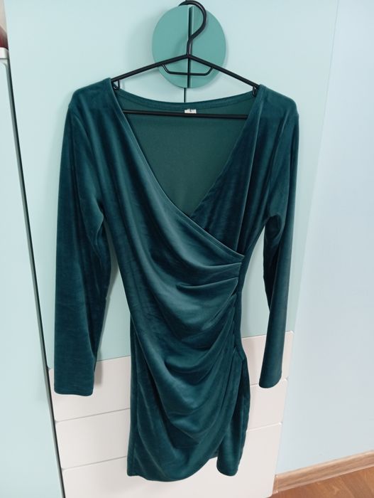 Sukienka damska zielona welur rozmiar s