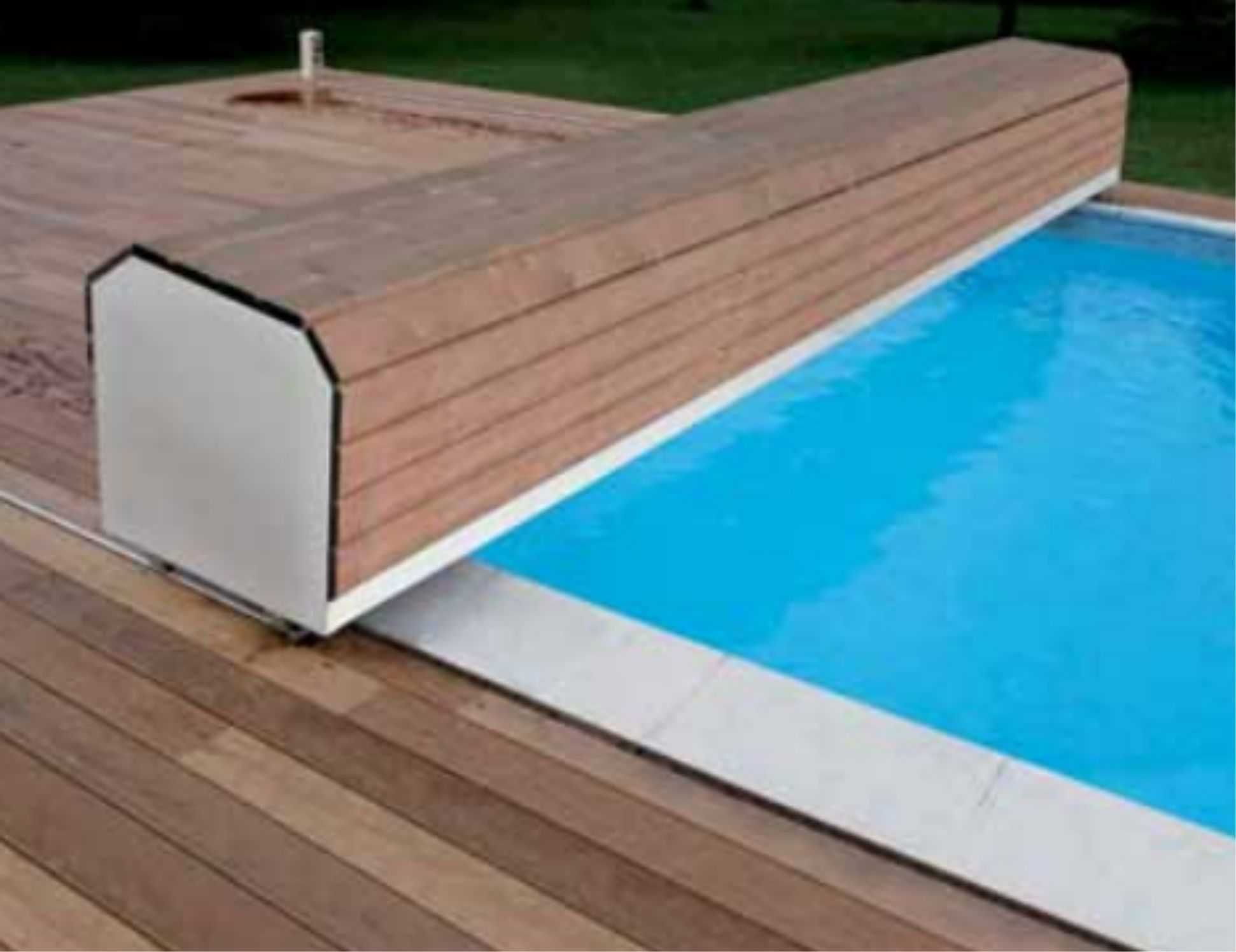 Cobertura de piscina elétrica Banc, laminas cinza claro 3,5x3m