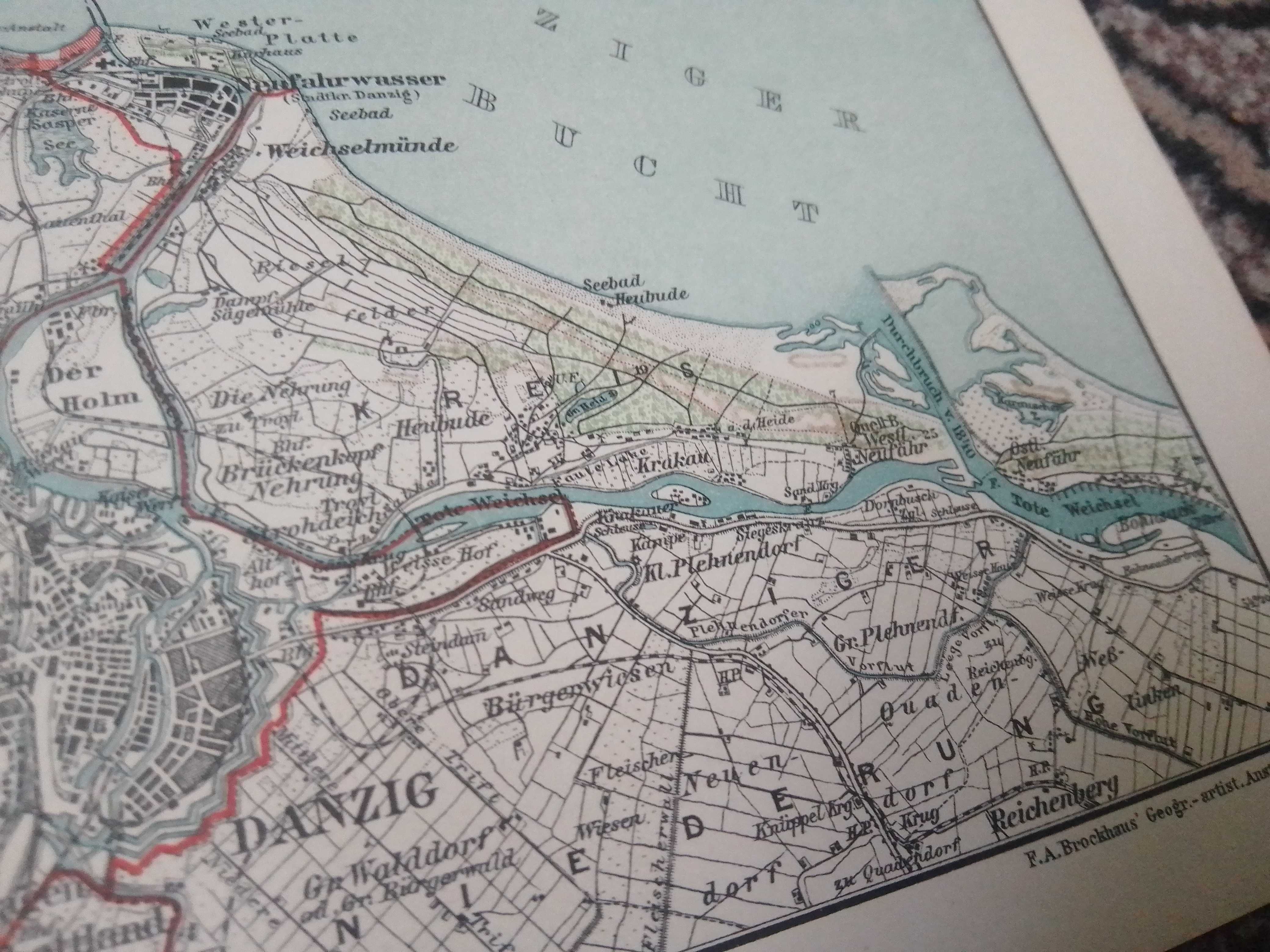 Gdańsk i okolice  stara XIX w. mapa