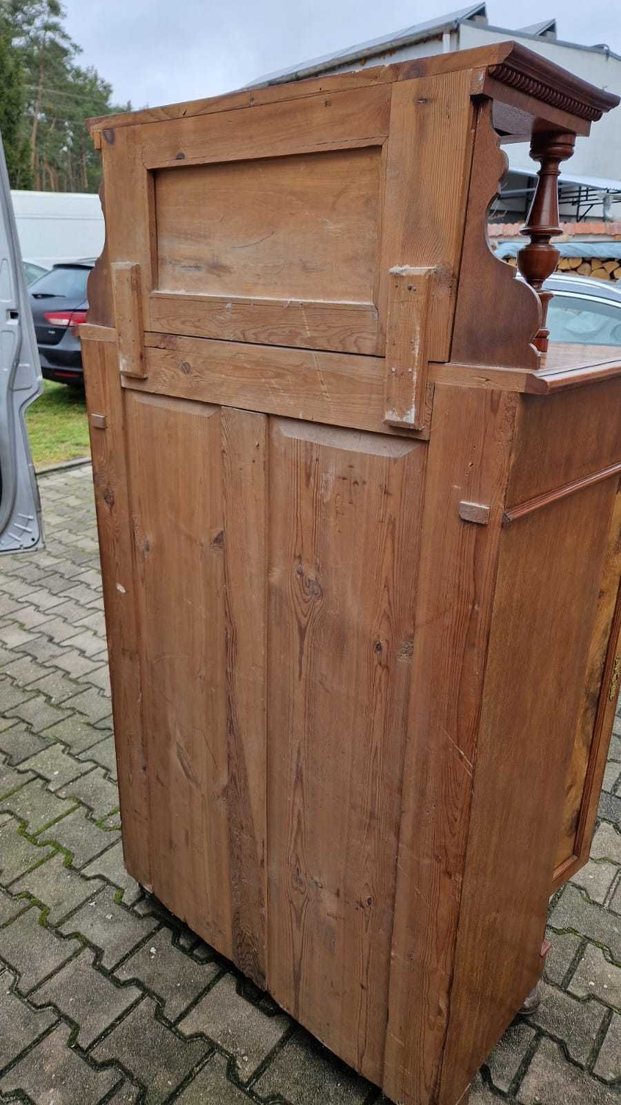 Antyczna wysoka komoda szafa szafka rzeźbienia witryna z drewna barek