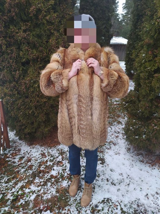 Futro nowe z lisa rudego europejskiego płaszczyk, kurtka