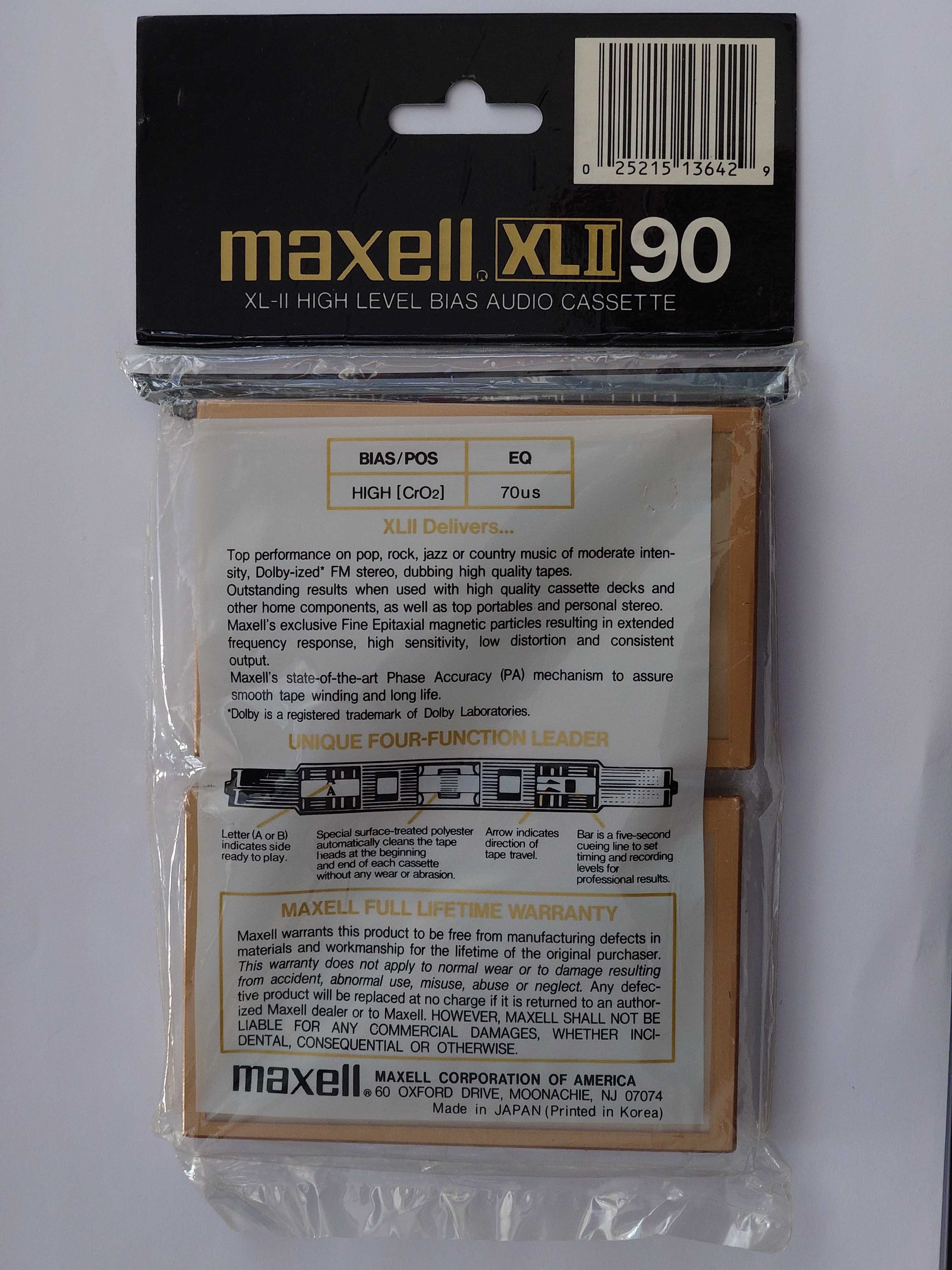 Maxell XLII 90 model na rok 1984 - rynek Amerykański - 2 pack