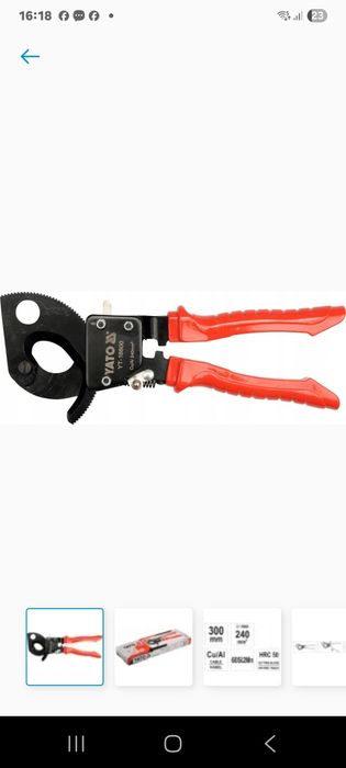 Nożyce zapadkowe do kabli YATO 18600