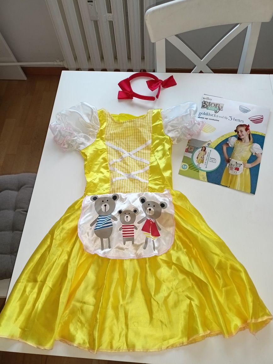 Kostium sukienka Goldilocks Złotowłosa i trzy misie 5-6 lat, rozm. 116
