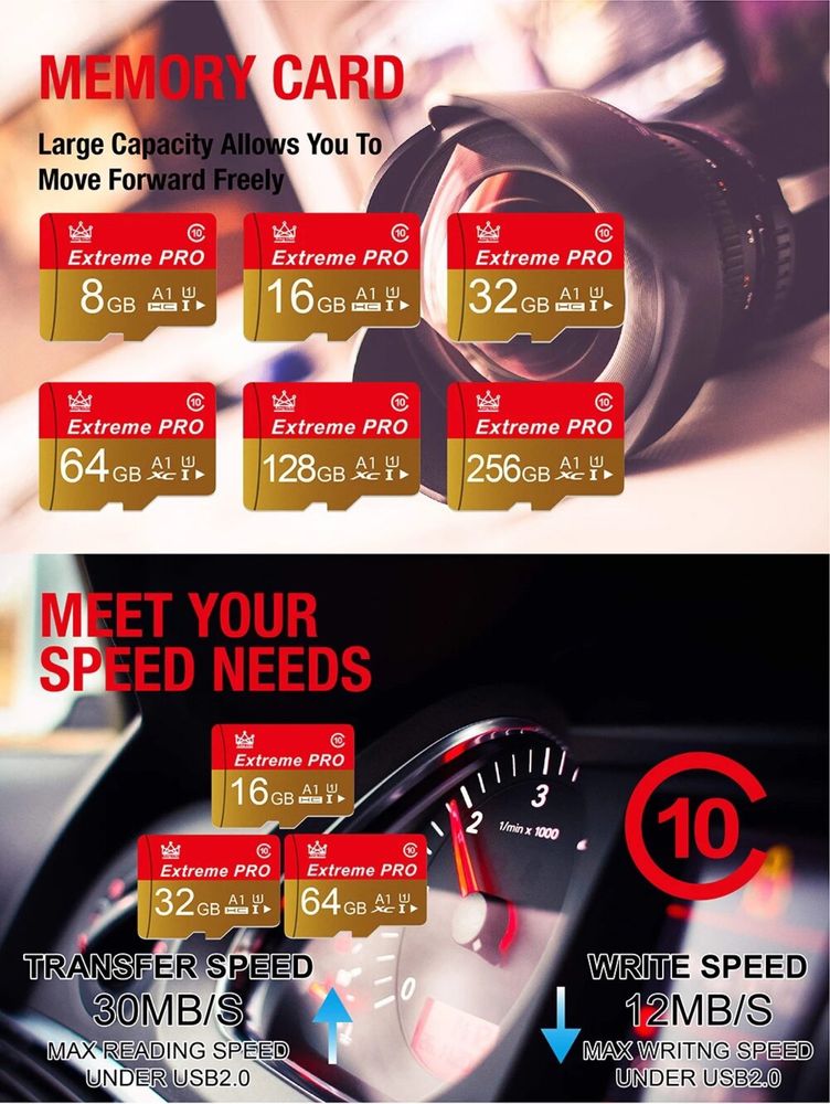Карта пам'яті Extreme Pro MicroSD 64GB Class 10 U1 перехідник SD