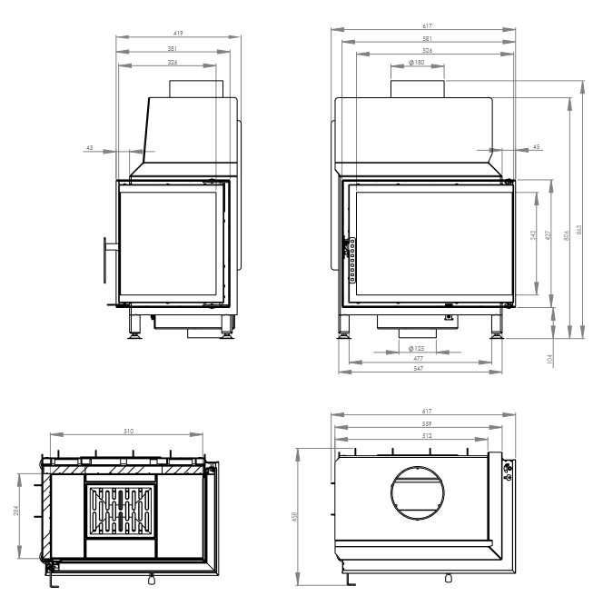 Kominek narożny prawy drewno 7.5kW Hitze STMA 54x39.R dostawa gratis