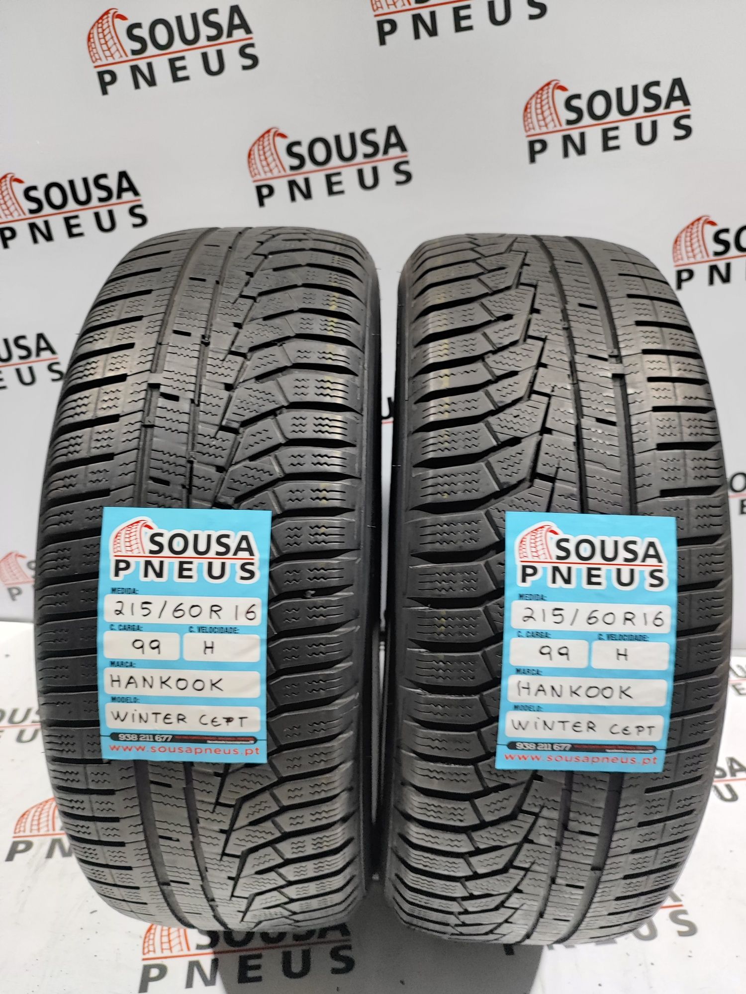 2 pneus semi novos 215-60R16 Hankook - Oferta da entrega na sua morada