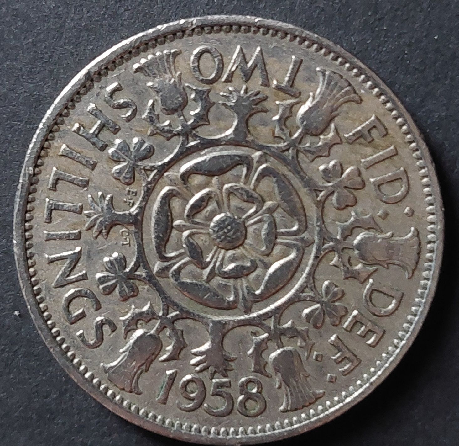 2 szylingi Królowa Elżbieta 1958