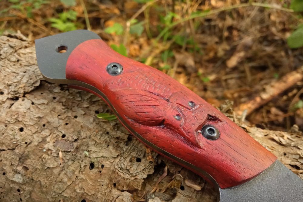 Nóż Mały Alfa Rzeźbiona Sowa Nóż Ręcznie Robion Custom