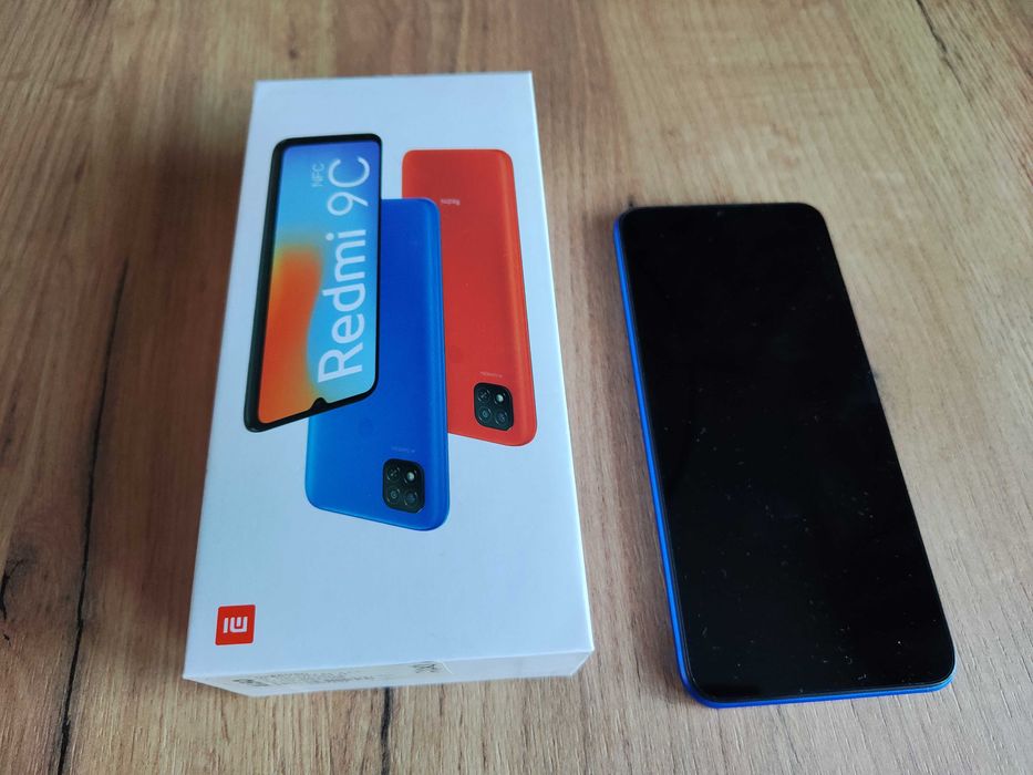 Telefon Xiaomi Redmi 9C 2/32 Twilight Blue pudełko ładowarka