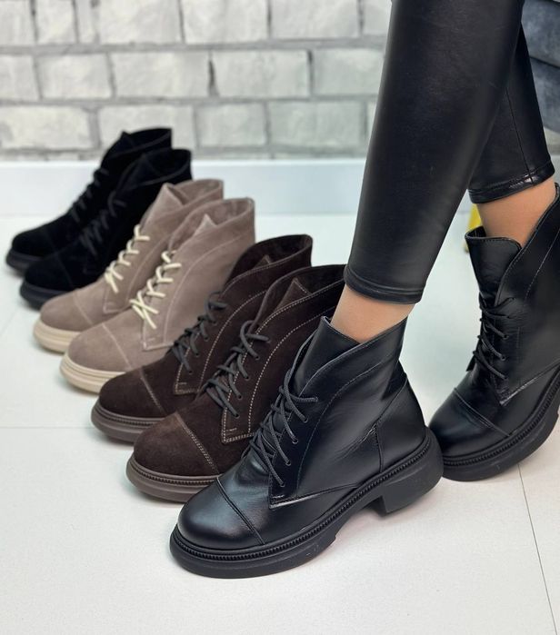 Жіночі шкіряні демісезонні черевики в кольорах