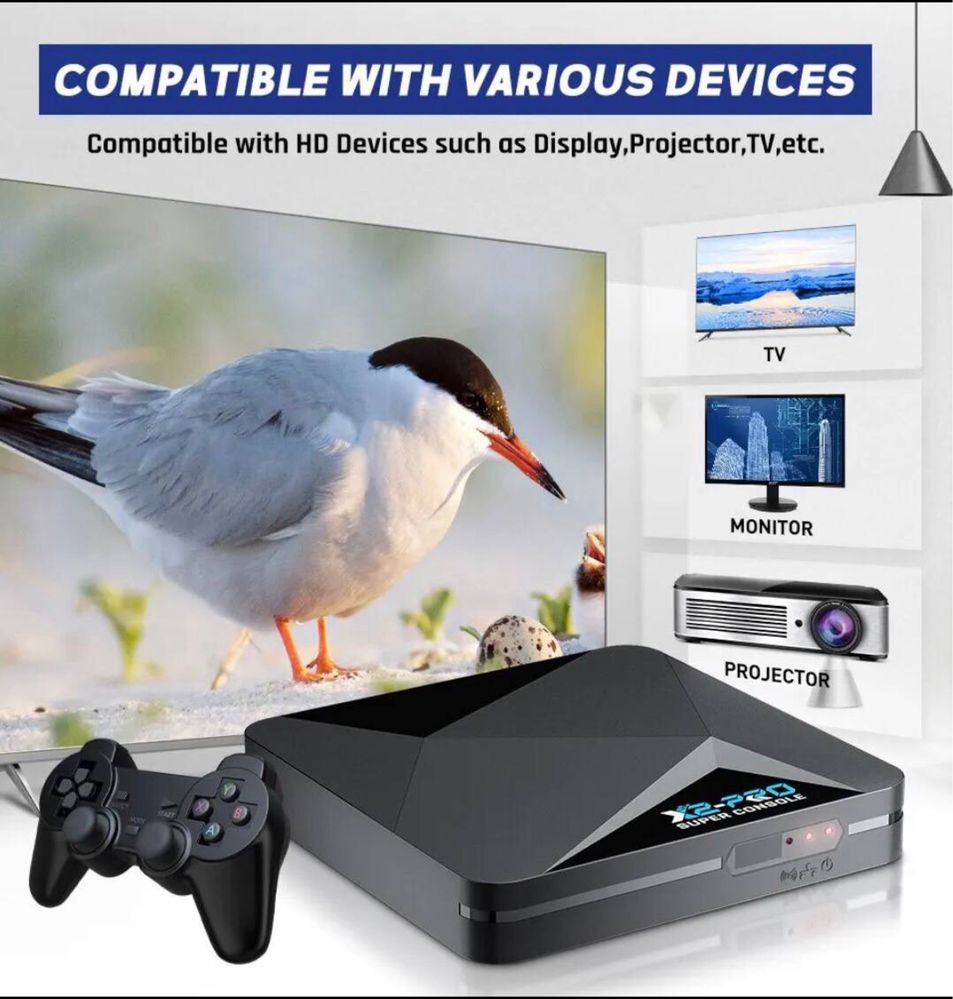 Игровая приставка Console X2 Pro 64 Gb с 60000 видеоиграми и с tv box