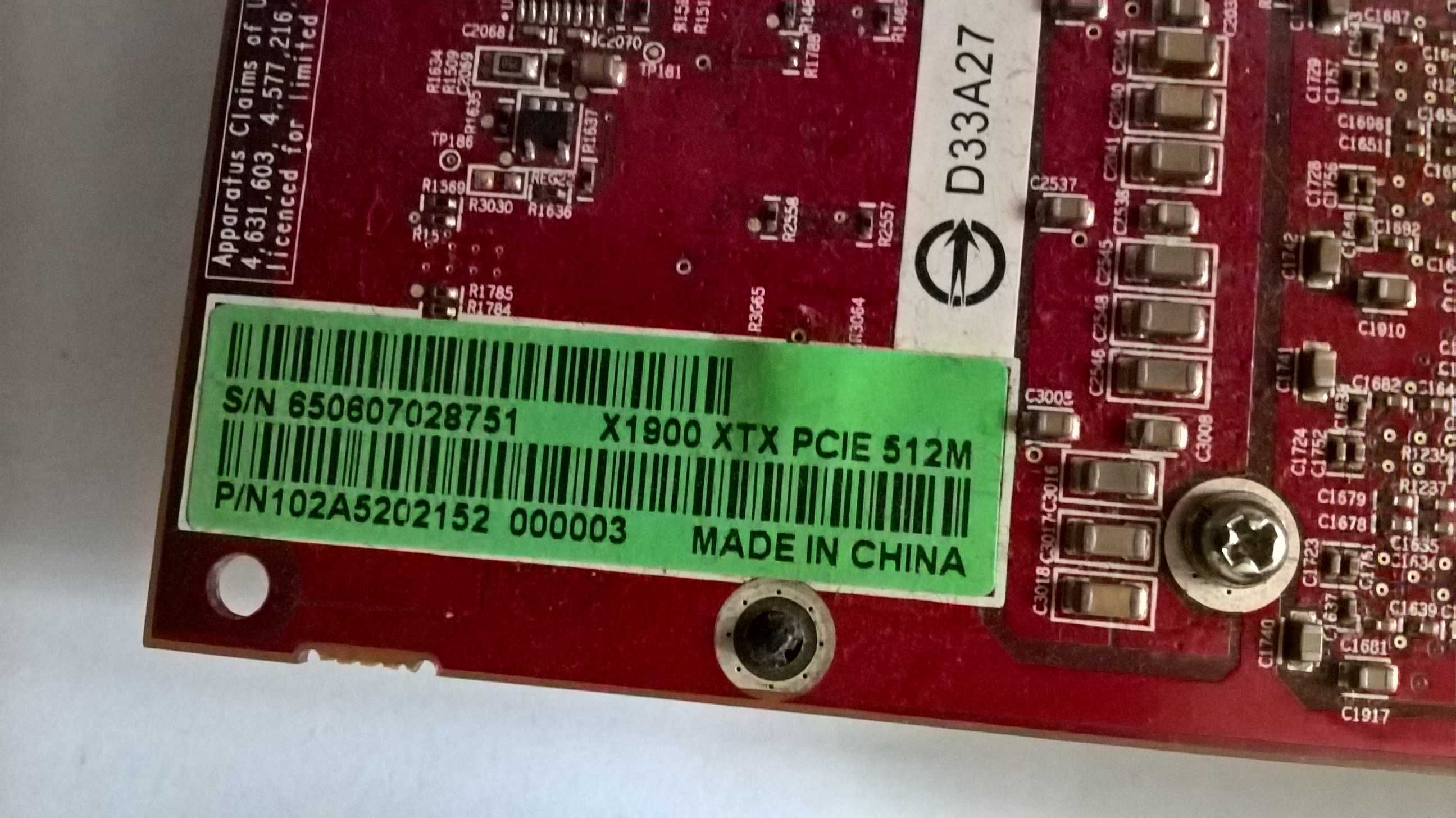Asus ATI Radeon X1900XTX 512mb ddr3 PCI-E / hdtv / dvi