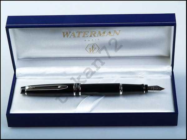 WATERMAN EXPERT. Pióro wieczne: czarna laka + srebrne wykończenia