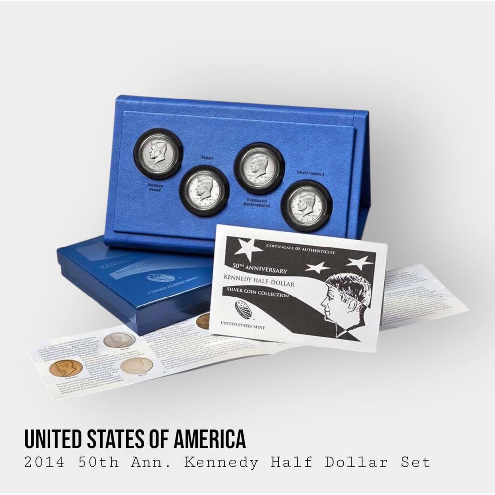 2014 • Ювілейний Срібний Набір • Kennedy Half Dollar • 50th Ann. Set