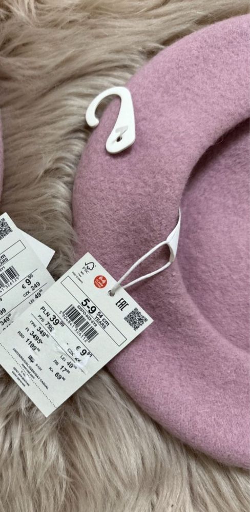 Берет вовняний весняний на весну квіти рожевий беретик шапка Zara