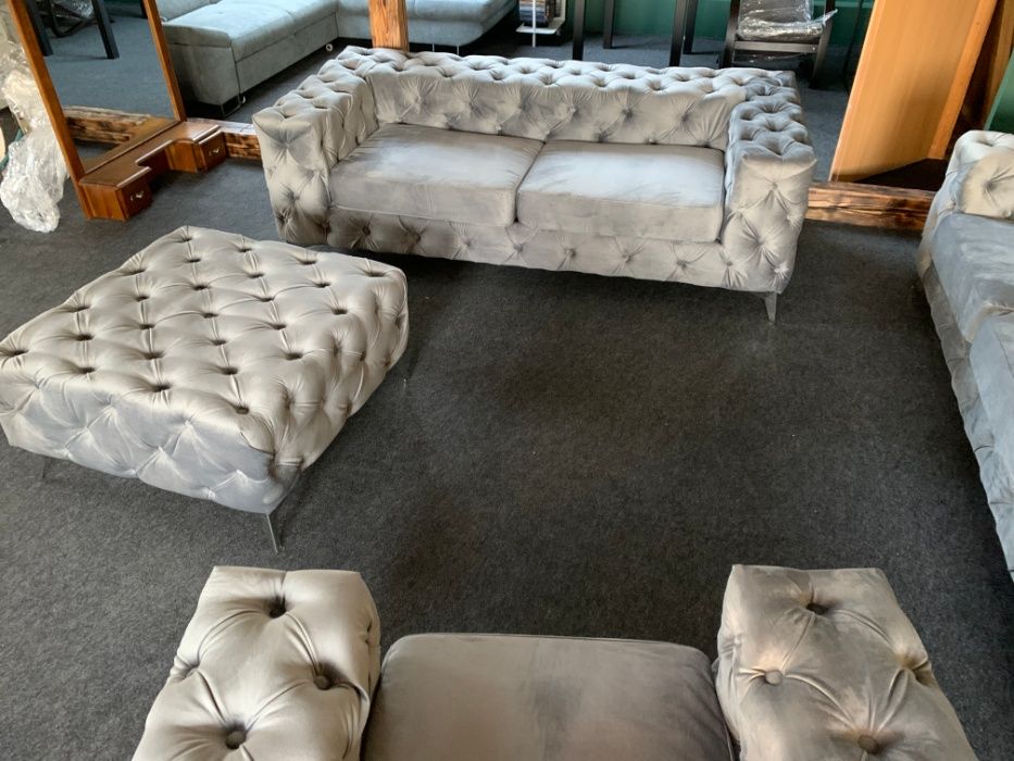 Zestaw Chesterfield Premium 3+2+1 + Pufa