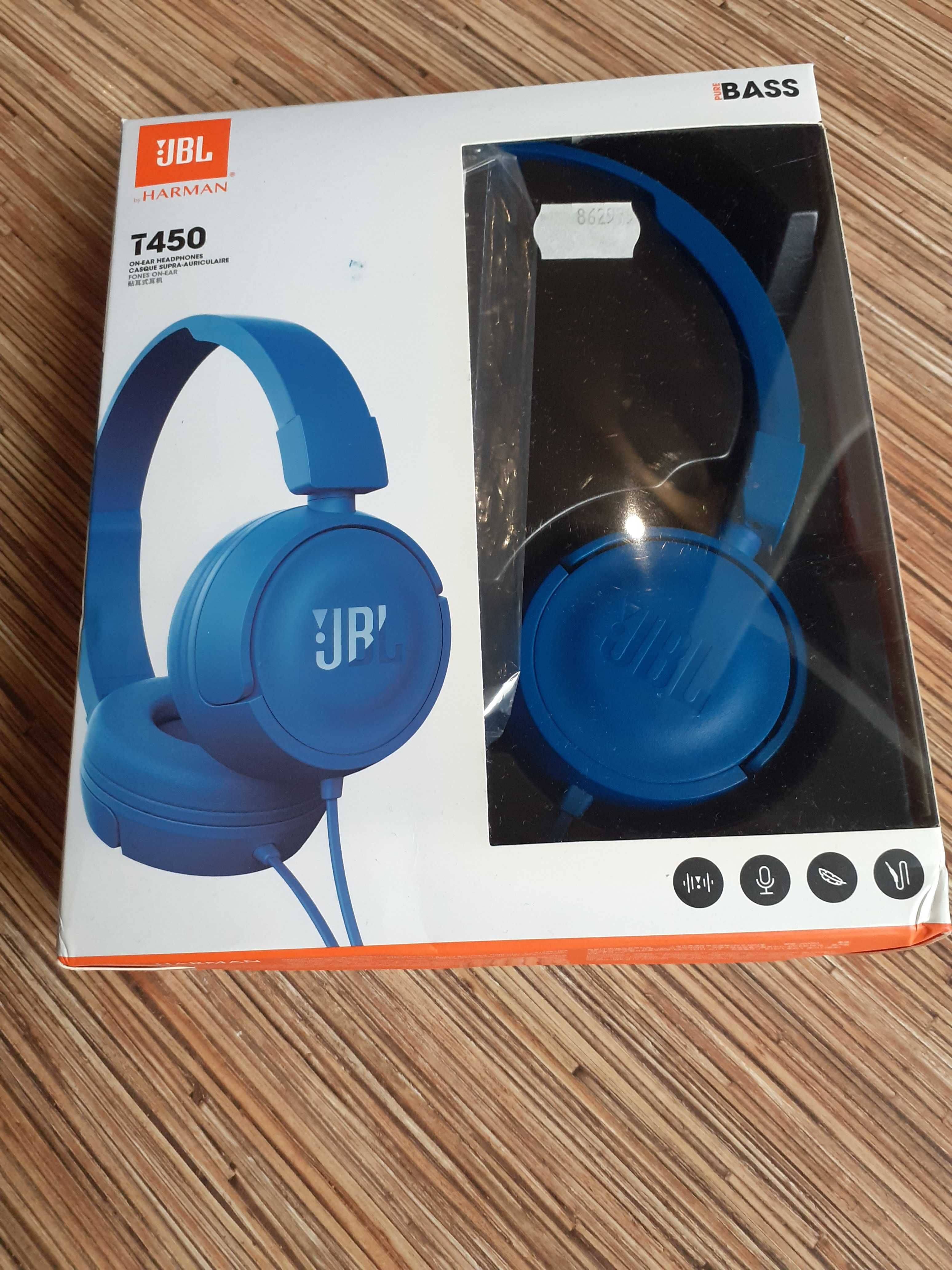 Słuchawki przewodowe JBL T450 niebieskie jak nowe