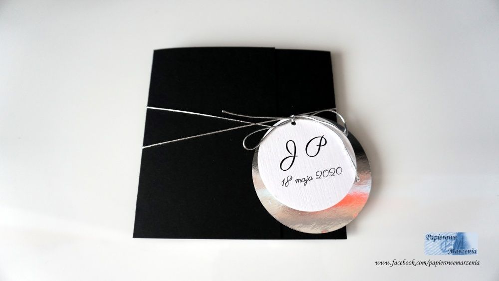 Zaproszenia ślubne SIMPLE 4 lustrzane czarne N!