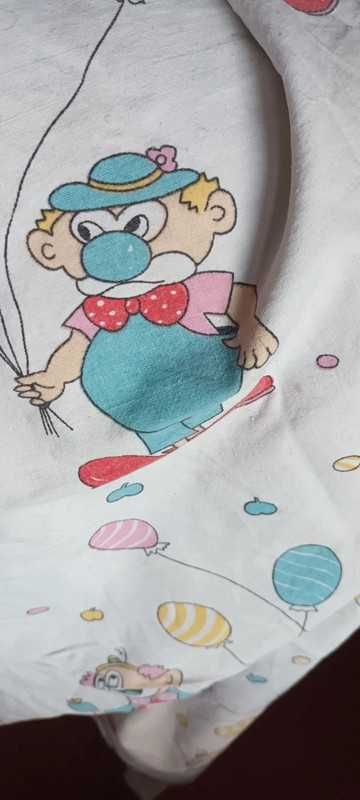Tkanina bawełniana pościelowa wzór klauny lata 90/ handmade