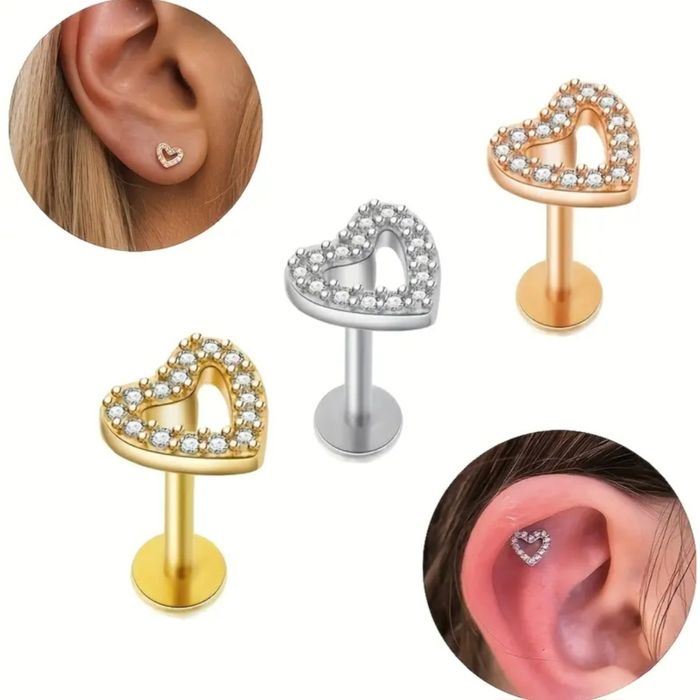 Сережка для пірсингу серце, нержавіюча сталь