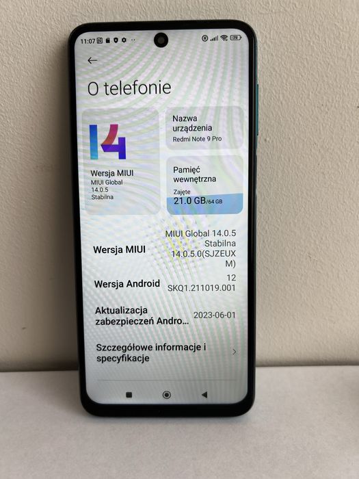 Smartfon Xiaomi Redmi Note 9 Pro w dobrym stanie.