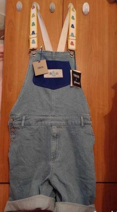 (36/S) ASOS,/Dżinsowy kombinezon, ogrodniczki, jeansy, spodenki, NOWE