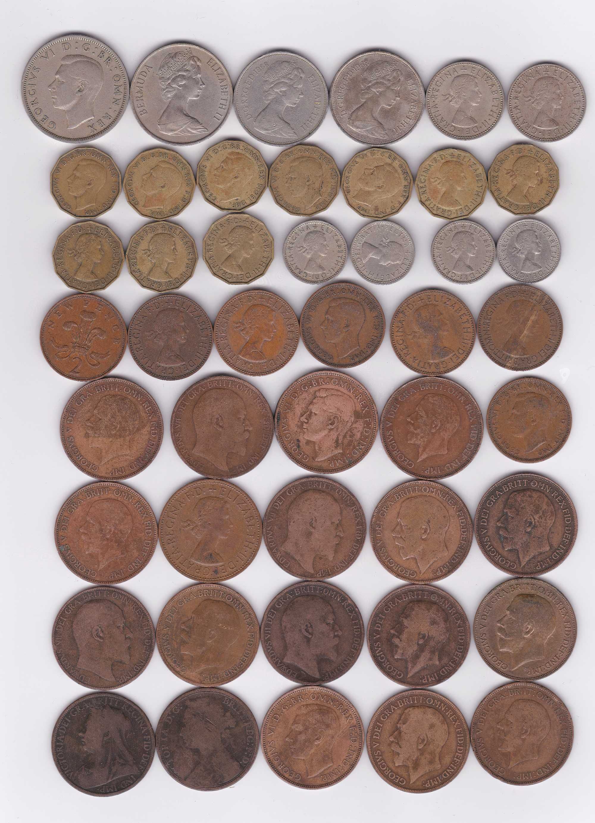 46 moedas Reino Unido entre 1880 e 1970
