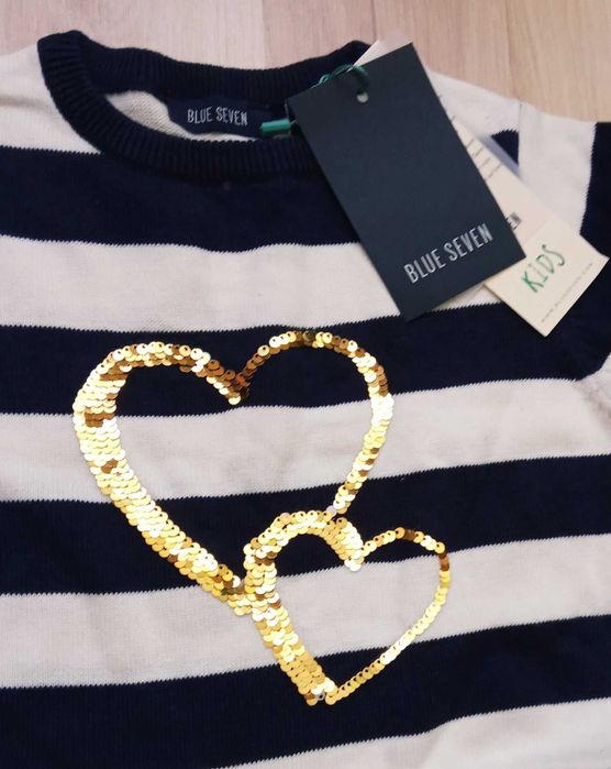 Nowa sweterkowa sukienka w paski marki Blue Seven rozmiar 98 cm