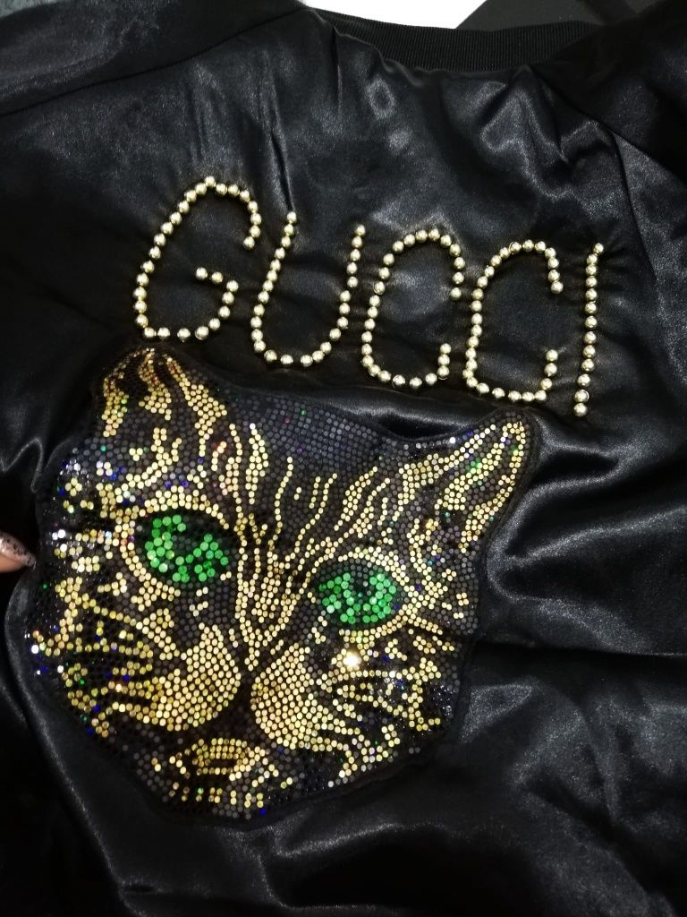 Kurtka nity cekiny Gucci bomber Cat cudo